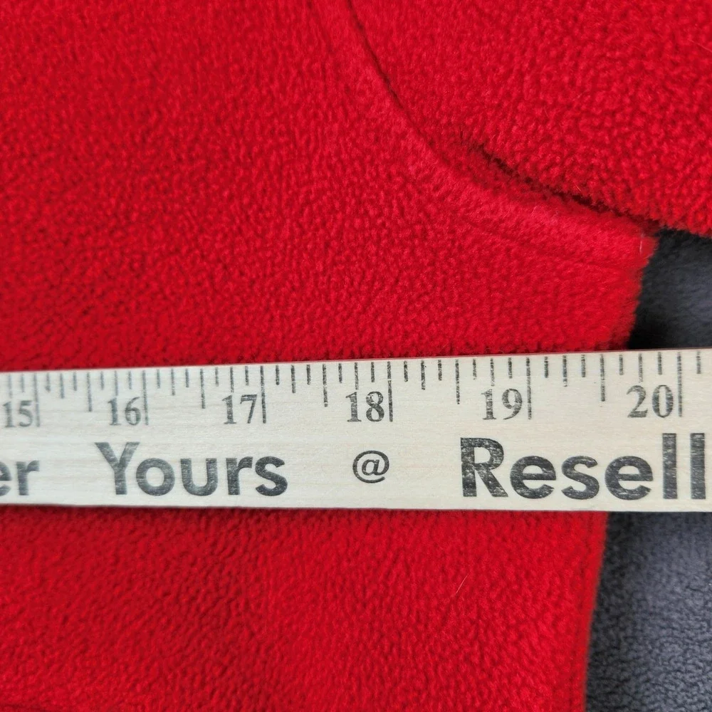 Vintage Polo Ralph Lauren Fleece Jacket Mens Small Red Full Zip‎ Leather Trim